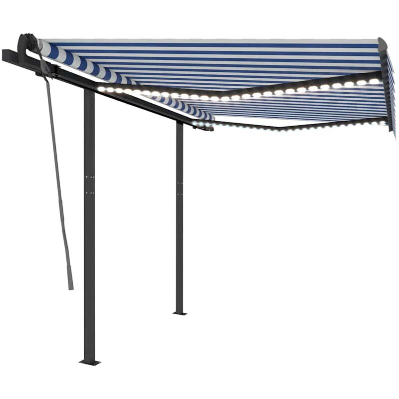 

Toldo manual retráctil con LED azul y blanco 3x2,5 m - Azul - Vidaxl