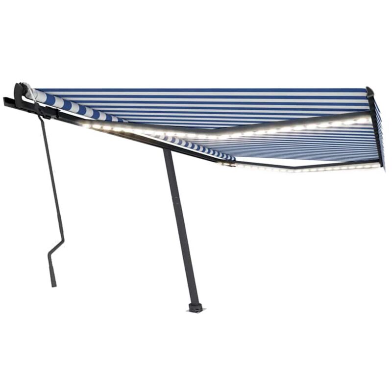 

Toldo manual retráctil con LED azul y blanco 400x300 cm - Azul - Vidaxl