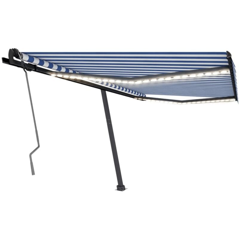 

Toldo manual retráctil con LED azul y blanco 400x350 cm - Azul - Vidaxl