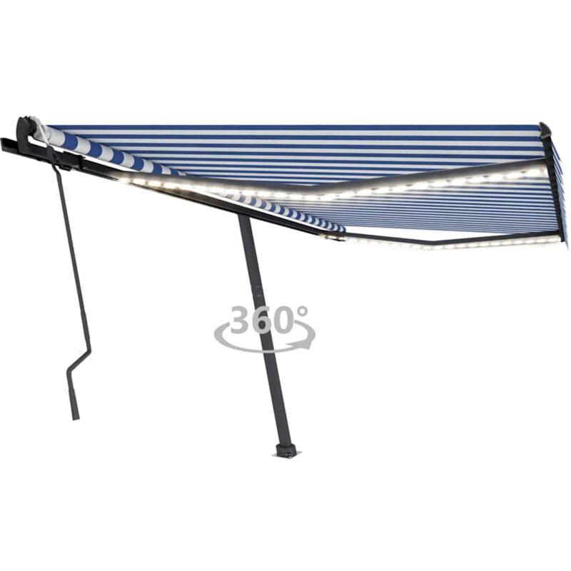 

Toldo manual retráctil con LED azul y blanco 450x300 cm - Azul - Vidaxl