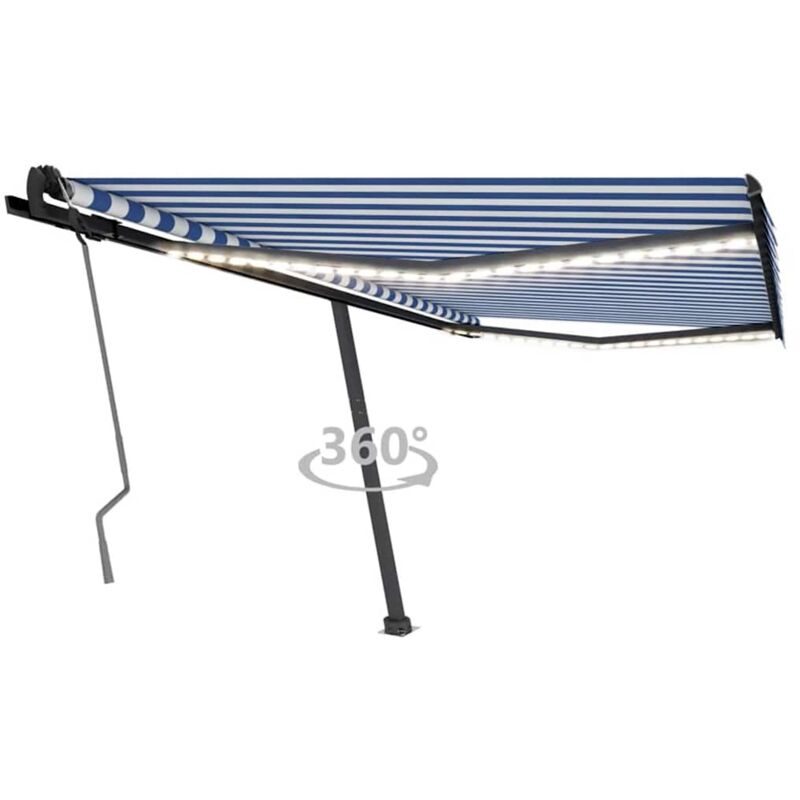 

vidaXL Toldo manual retráctil con LED azul y blanco 450x350 cm - Azul