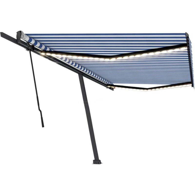 

vidaXL Toldo manual retráctil con LED azul y blanco 500x300 cm - Azul