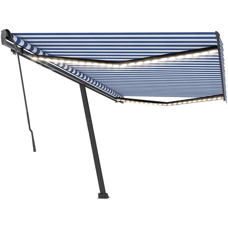 

Toldo manual retráctil con LED azul y blanco 500x350 cm - Azul - Vidaxl