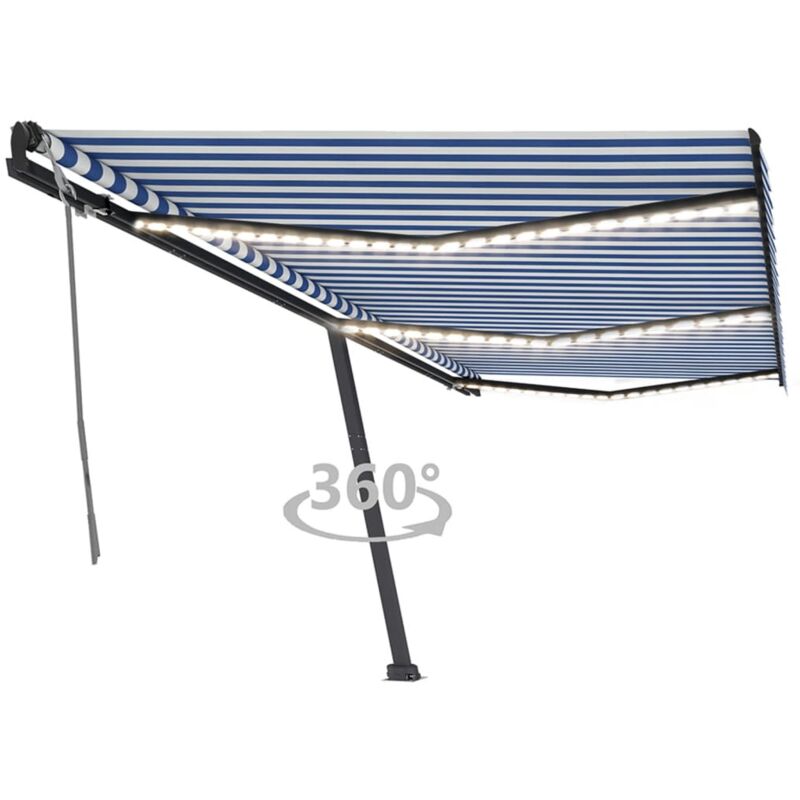 

Toldo manual retráctil con LED azul y blanco 600x350 cm - Azul - Vidaxl