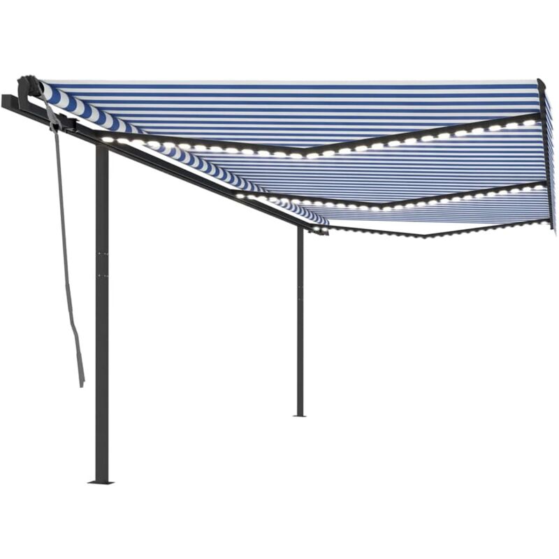 

Toldo manual retráctil con LED azul y blanco 6x3 m - Azul - Vidaxl