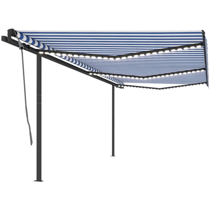 

Toldo manual retráctil con LED azul y blanco 6x3,5 m - Azul - Vidaxl