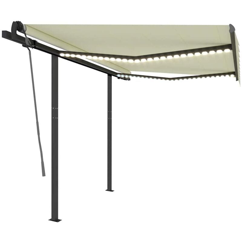 

vidaXL Toldo manual retráctil con LED color crema 3,5x2,5 m - Crema
