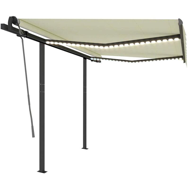 

Toldo manual retráctil con LED color crema 3x2,5 m - Crema - Vidaxl