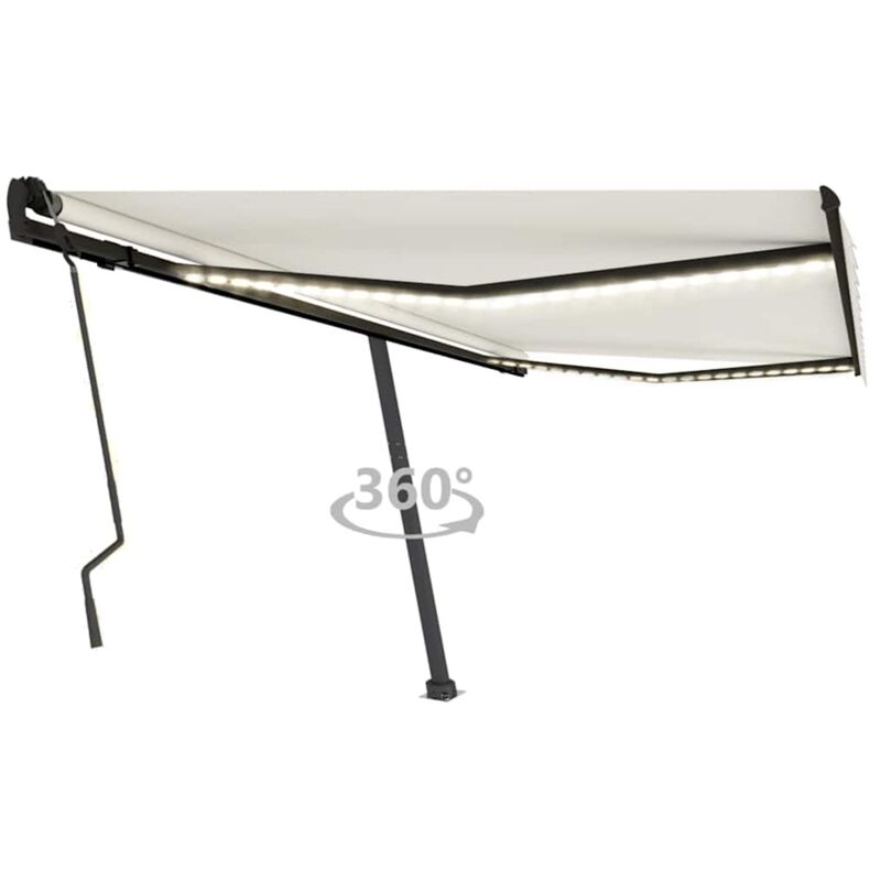 

Toldo manual retráctil con LED color crema 400x300 cm - Crema - Vidaxl