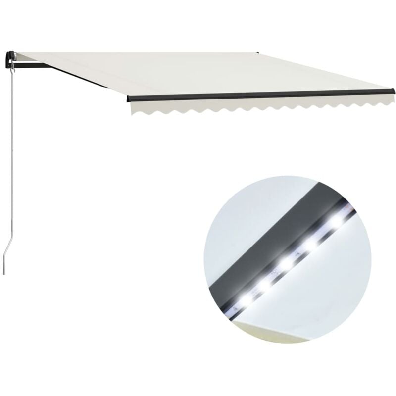 

Toldo manual retráctil con LED color crema 400x300 cm - Crema - Vidaxl