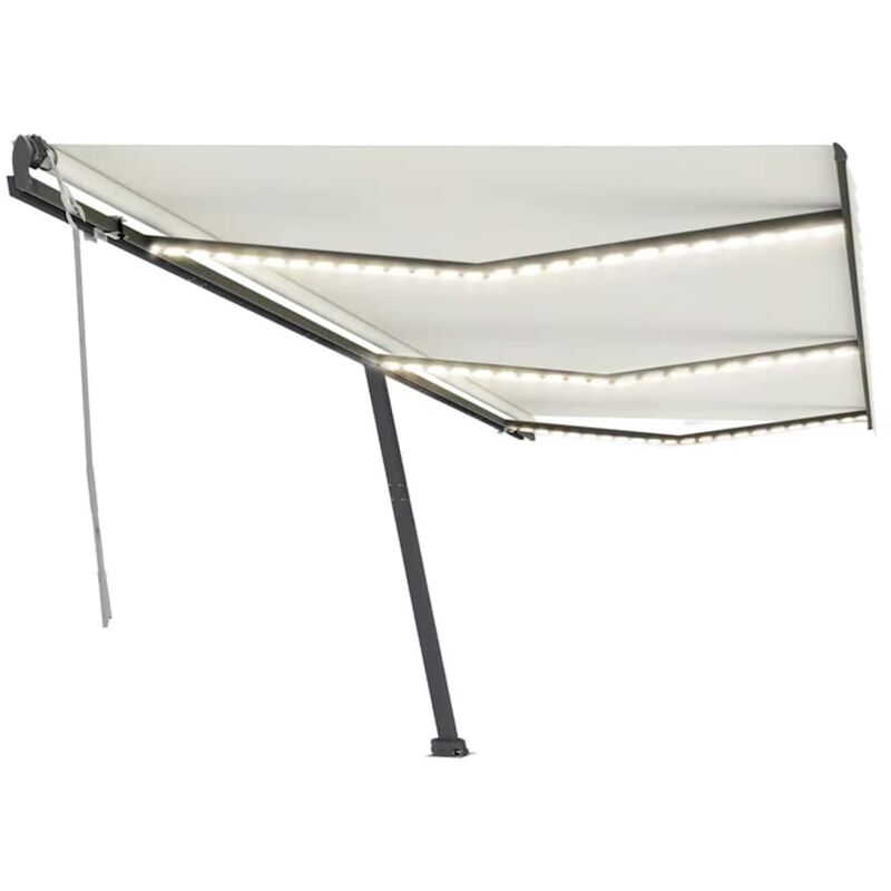 

Toldo manual retráctil con LED color crema 600x300 cm - Crema - Vidaxl