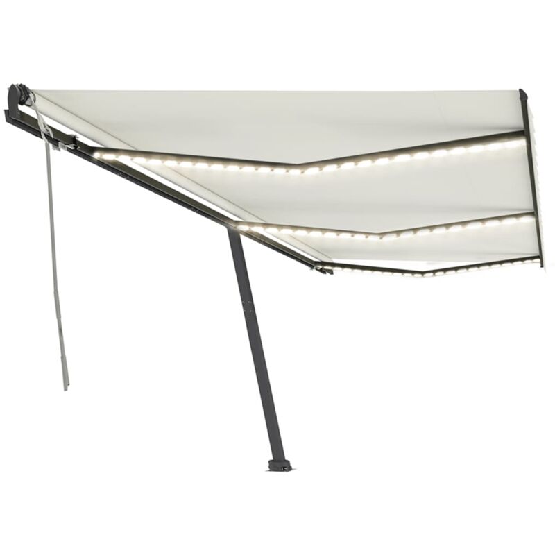 

Toldo manual retráctil con LED color crema 600x350 cm - Crema - Vidaxl