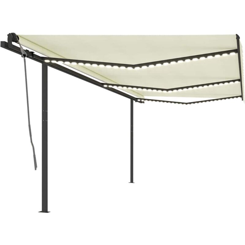 

Toldo manual retráctil con LED color crema 6x3 m - Crema - Vidaxl