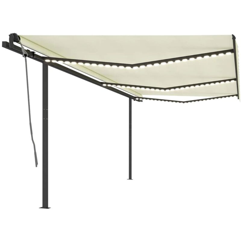 

Toldo manual retráctil con LED color crema 6x3,5 m - Crema - Vidaxl