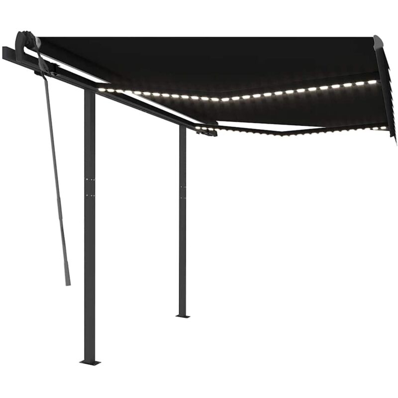 

Toldo manual retráctil con LED gris antracita 3,5x2,5 m - Antracita - Vidaxl