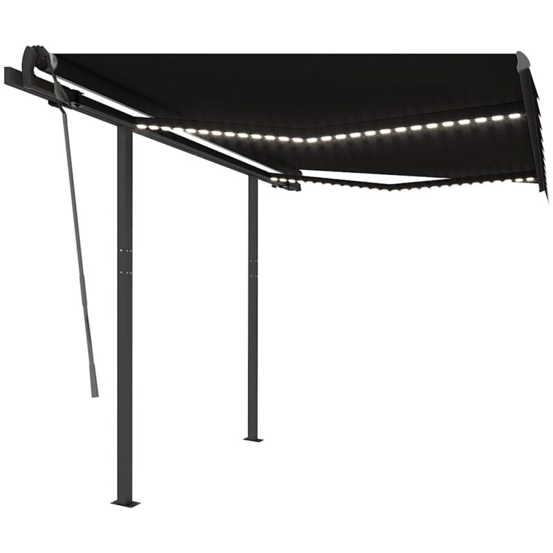 

Toldo manual retráctil con LED gris antracita 3x2,5 m - Antracita - Vidaxl