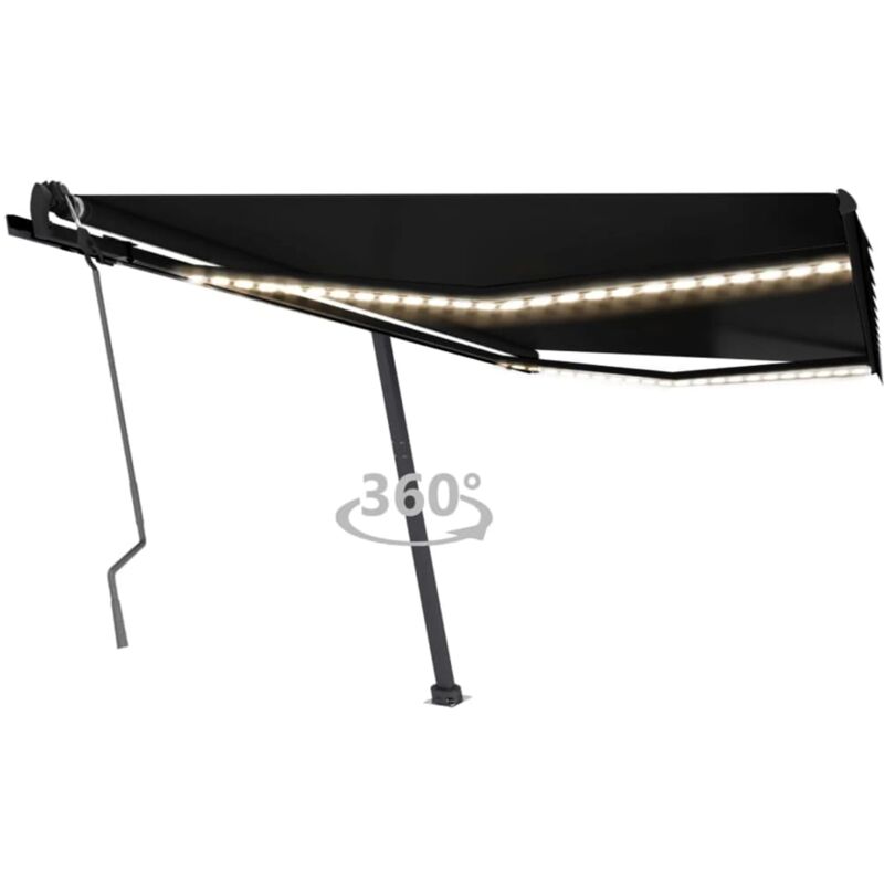 

vidaXL Toldo manual retráctil con LED gris antracita 450x350 cm - Antracita