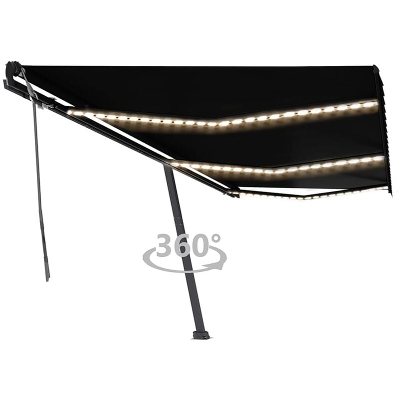 

Toldo manual retráctil con LED gris antracita 600x350 cm - Antracita - Vidaxl