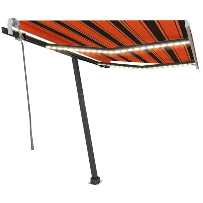 

vidaXL Toldo manual retráctil con LED naranja y marrón 300x250 cm - Naranja