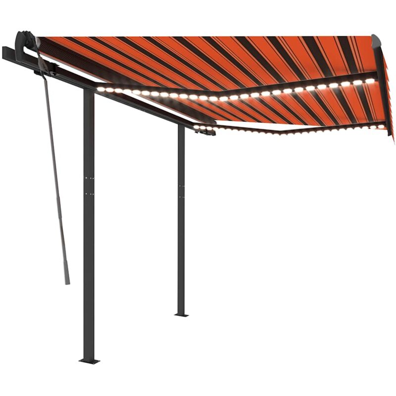 

Toldo manual retráctil con LED naranja y marrón 3,5x2,5 m - Naranja - Vidaxl