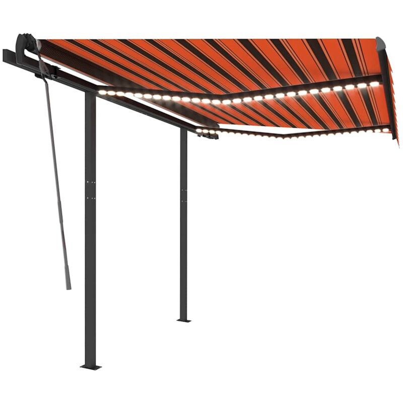 

Toldo manual retráctil con LED naranja y marrón 3x2,5 m - Naranja - Vidaxl