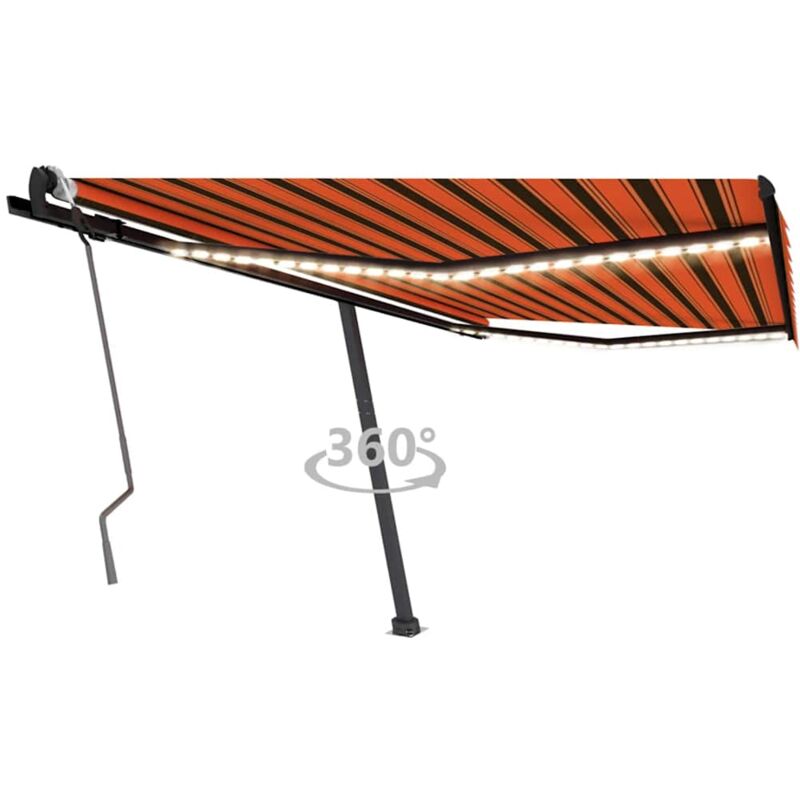 

Toldo manual retráctil con LED naranja y marrón 450x300 cm - Naranja - Vidaxl