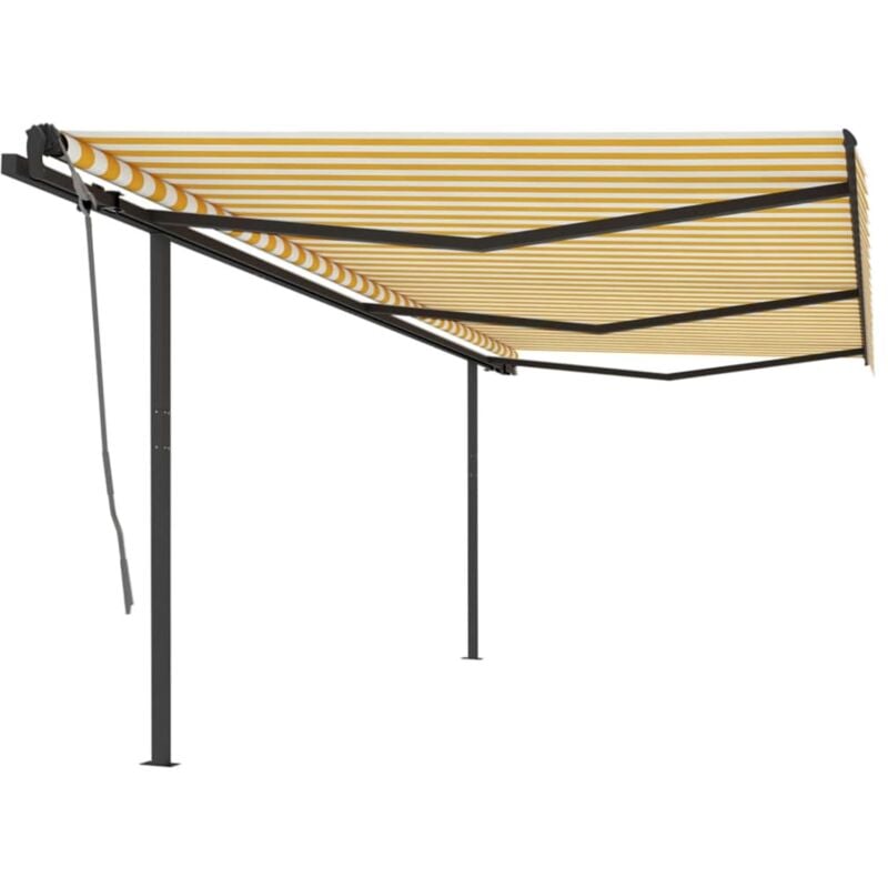 

Toldo manual retráctil con postes amarillo y blanco 6x3 m - Amarillo - Vidaxl