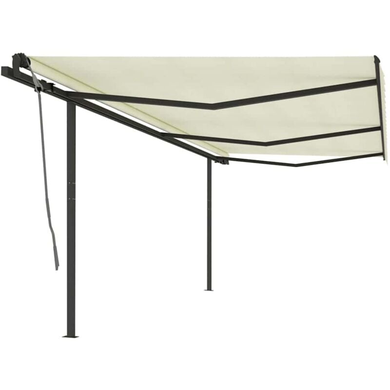 

Toldo manual retráctil con postes color crema 6x3 m - Crema - Vidaxl