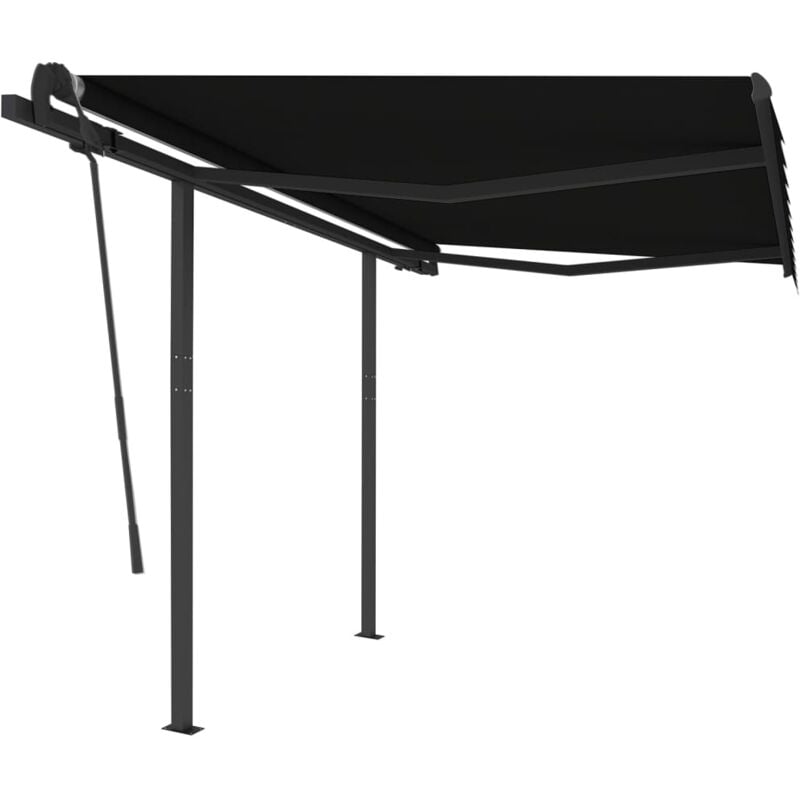 

Toldo manual retráctil con postes gris antracita 3,5x2,5 m - Antracita - Vidaxl