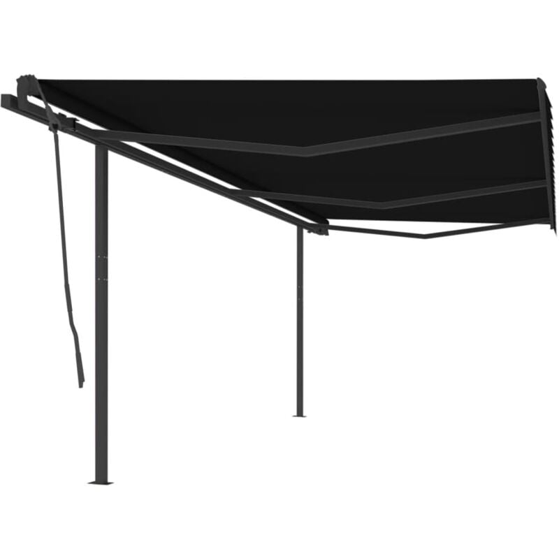 

Toldo manual retráctil con postes gris antracita 6x3,5 m - Antracita - Vidaxl