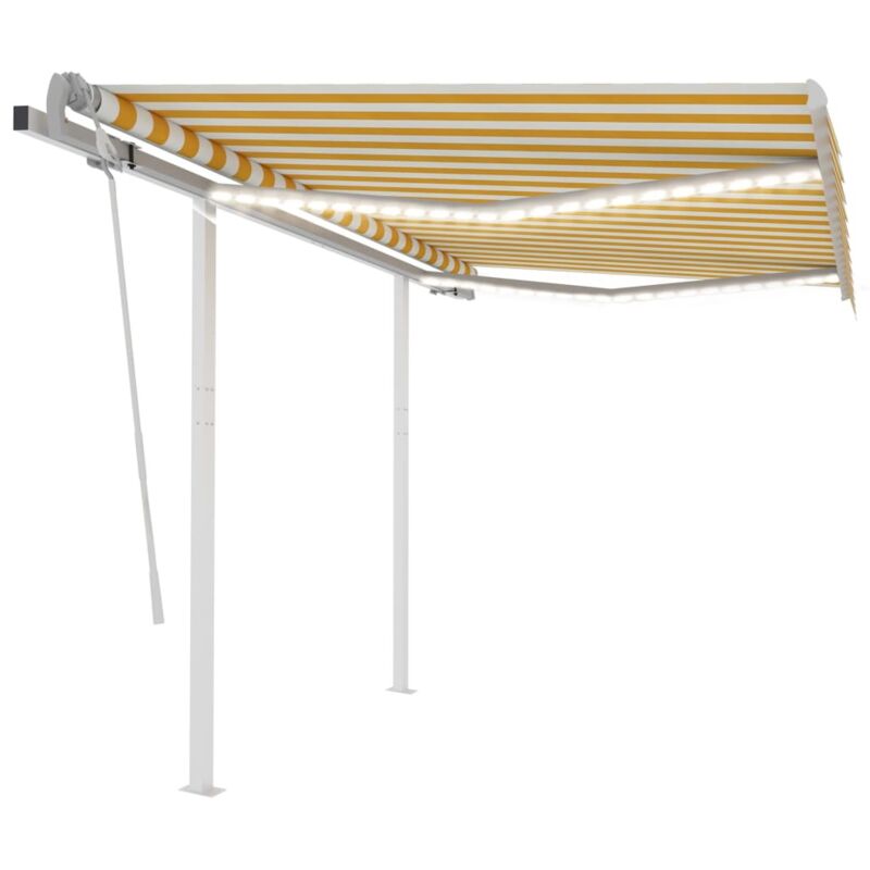 

vidaXL Toldo manual retráctil con LED amarillo y blanco 3,5x2,5 m - Amarillo