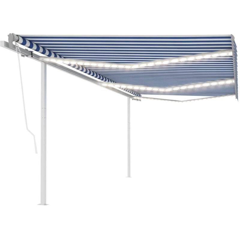 

Toldo manual retráctil con LED azul y blanco 6x3,5 m - Azul - Vidaxl