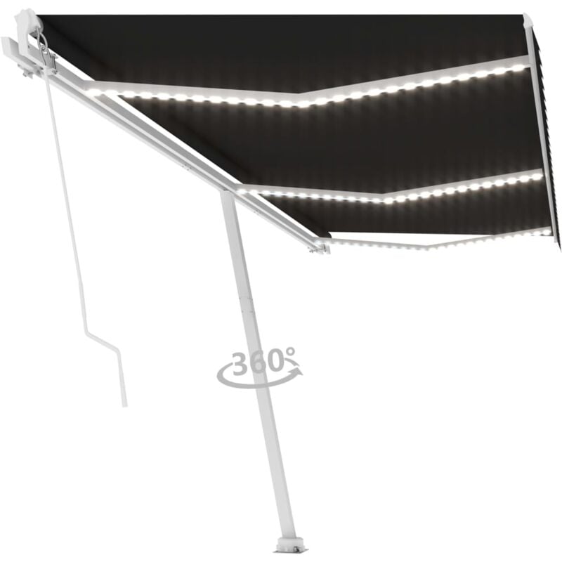 

Toldo manual retráctil con LED gris antracita 600x350 cm - Antracita - Vidaxl