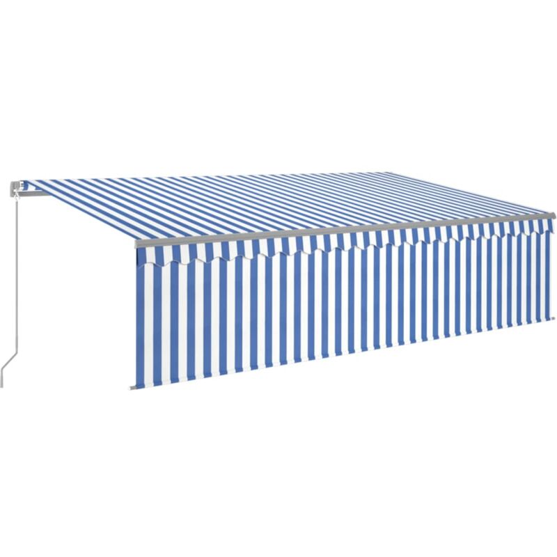

vidaXL Toldo manual retráctil con persiana 5x3 m azul y blanco - Azul