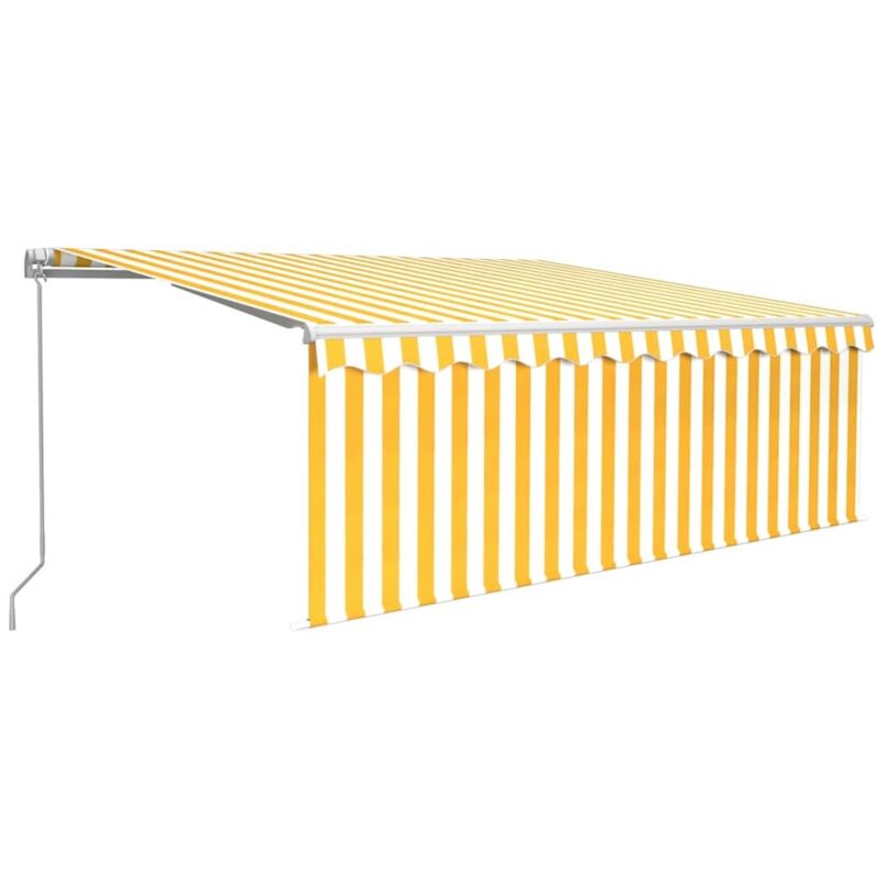 

vidaXL Toldo manual retráctil con persiana amarillo y blanco 4x3 m - Amarillo