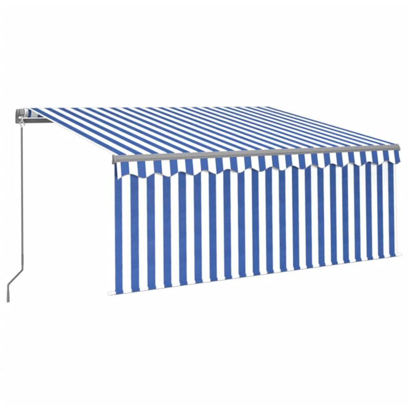 

vidaXL Toldo manual retráctil con persiana azul y blanco 3,5x2,5m - Azul