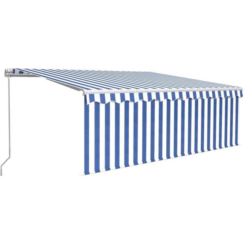

vidaXL Toldo manual retráctil con persiana y LED azul y blanco 4x3 m - Azul