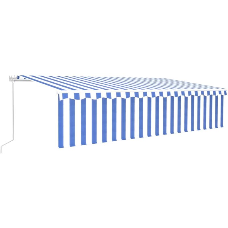 

Toldo manual retráctil con persiana y LEDs 6x3 m azul y blanco - Azul - Vidaxl