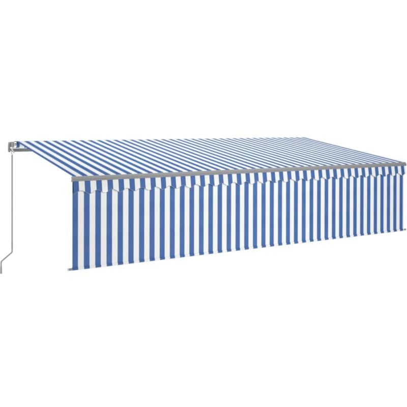 

vidaXL Toldo manual retráctil con persiana y LEDs 6x3 m azul y blanco - Azul