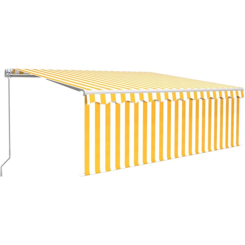 

vidaXL Toldo manual retráctil persiana y LED 4,5x3 m amarillo y blanco - Amarillo