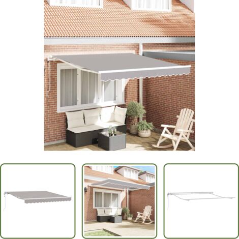 vidaXL Toldo manual -  Toldo Retráctil Eléctrico Gris Claro 300 x 250 cm