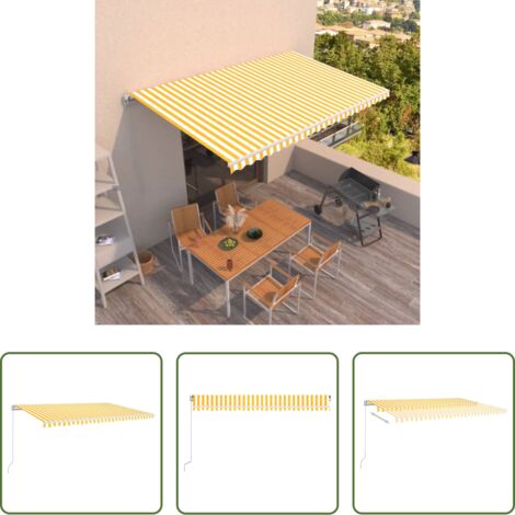 vidaXL Toldo manual -  Toldo retráctil manual amarillo y blanco 500x300 cm
