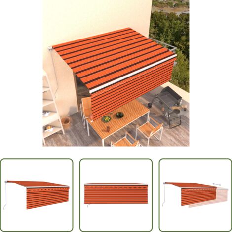 vidaXL Toldo manual -  Toldo retráctil manual con persiana naranja y marrón 4,5x3 m
