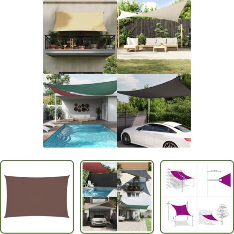 vidaXL Toldo marrón - Toldo de vela rectangular tela Oxford marrón 2x4 m