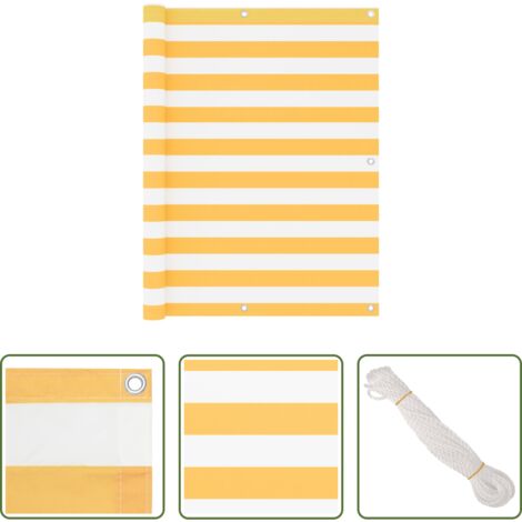 vidaXL Toldo oxford -  Toldo para balcón tela oxford blanco y amarillo 120x400 cm