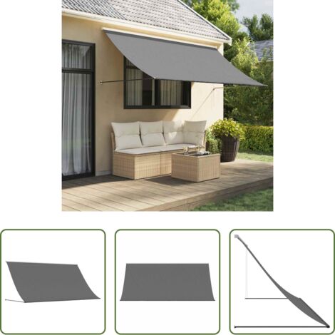 vidaXL Toldo para balcones -  Toldo retráctil de tela y acero gris antracita 300x150 cm
