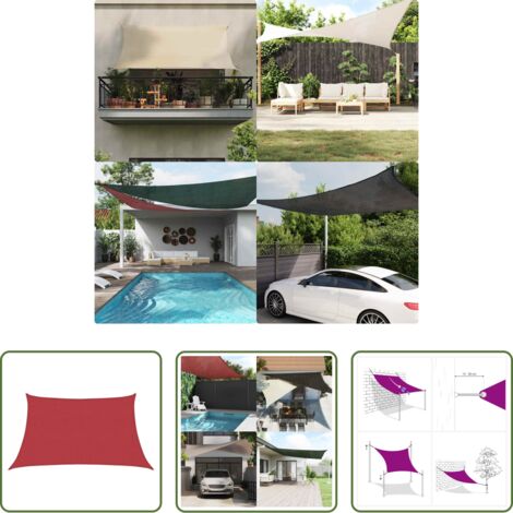 vidaXL Toldo para jardín -  Toldo de vela HDPE rojo 160 g/m² 3/4x2 m