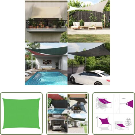 vidaXL Toldo para jardín -  Toldo de vela HDPE verde claro 160 g/m² 2,5x3 m
