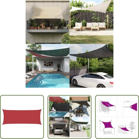 vidaXL Toldo para jardín -  Toldo de vela rojo HDPE 160 g/m² 2x5 m