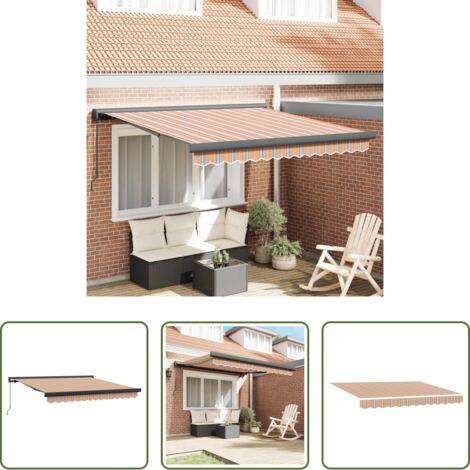 vidaXL Toldo para jardín -  Toldo Retráctil Multicolor 350 x 250 cm Tela y Metal